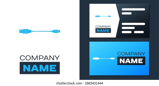 Logotype USB Micro cables icon isolated on white background. Connectors and sockets for PC and mobile devices. Smartphone recharge supply. Logo design template element. Vector.