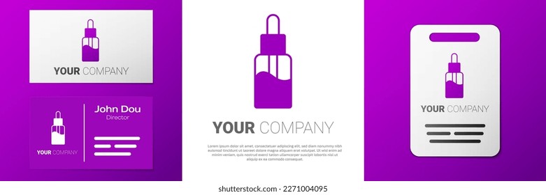 Logotype Vape liquid bottle for electronic cigarettes icon isolated on white background. Logo design template element. Vector