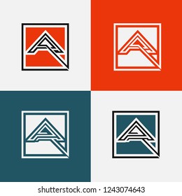 logotype, vector design with abstract letter A and flat color, cool logo for industry and business