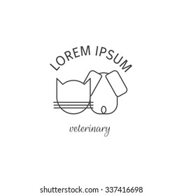 Logotype veterinary services. Illustration icon with cat and dog. Vector logo