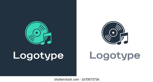 Logotype Vinyl disk icon isolated on white background. Logo design template element. Vector Illustration