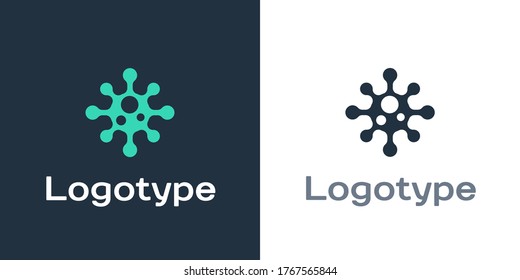 Logotype Virus icon isolated on white background. Corona virus 2019-nCoV. Bacteria and germs, cell cancer, microbe, fungi. Logo design template element. Vector Illustration