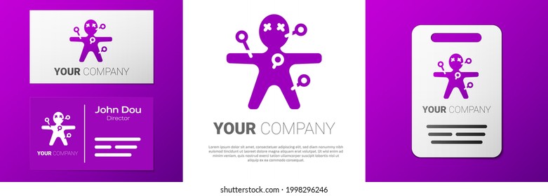 Logotype Voodoo doll icon isolated on white background. Happy Halloween party. Logo design template element. Vector