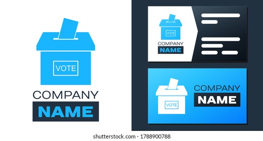 Logotype Vote box or ballot box with envelope icon isolated on white background. Logo design template element. Vector.