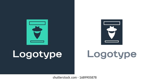 Logotype Wanted western poster icon isolated on white background. Reward money. Dead or alive crime outlaw. Logo design template element. Vector Illustration