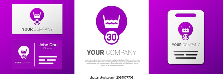 Logotipo Lavado bajo 30 grados celsius icono aislado en fondo blanco. Lavado de temperatura. Elemento de plantilla de diseño de logotipo. Vector