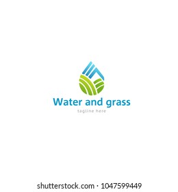 Logotype water and grass, logo vector for shop, store, logistic, eco products, agriculture