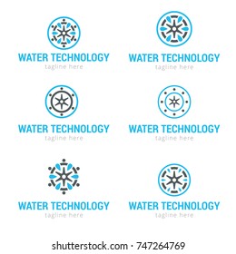 Logotype water technology set for cafe, shop, sale, pub, magazines, speed, company, ship, product, mechanic... Logo vector illustration