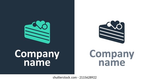 Logotype Wedding cake with heart icon isolated on white background. Happy Valentines day. Logo design template element. Vector