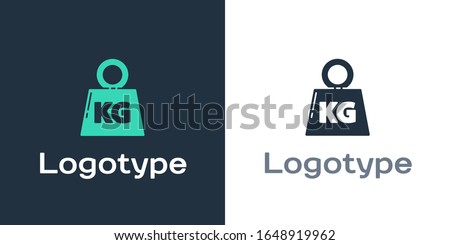 Logotype Weight icon isolated on white background. Kilogram weight block for weight lifting and scale. Mass symbol. Logo design template element. Vector Illustration