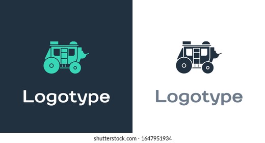 Logotype Western stagecoach icon isolated on white background. Logo design template element. Vector Illustration