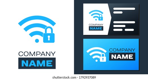 Icono de logotipo Wifi bloqueado aislado en fondo blanco. Símbolo Wi-Fi de contraseña. Icono de red inalámbrica. Zona wifi. Elemento de plantilla de diseño de logotipo. Vector