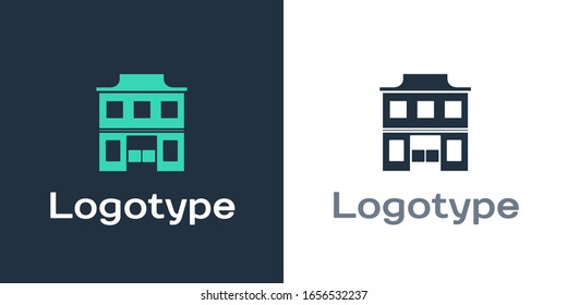 Logotype Wild west saloon icon isolated on white background. Old west building. Logo design template element. Vector Illustration