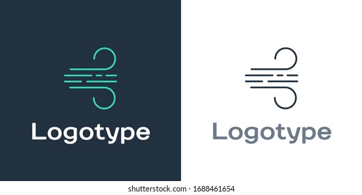Icono de Logotype Wind aislado en fondo blanco. Tiempo ventoso. Elemento de plantilla de diseño del logotipo. Ilustración vectorial