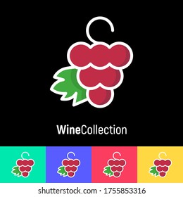 Logotype for wine and wine making. bunch of grapes with leaf. Thin line icon. Vector illustration. 