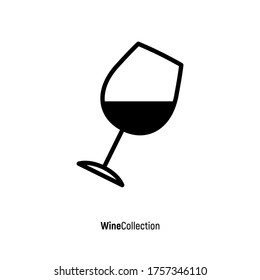Logotype of wine and wine making. Tilted wine glass thin line icon. Vector illustration.