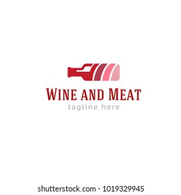 Logotype wine and meat, logo vector organic products drink