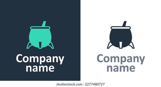 Logotype Witch cauldron icon isolated on white background. Happy Halloween party. Logo design template element. Vector