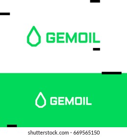Logotype with wording 'Gam oil'. The shape of a drop. Drop looks like a geometric outline gem.