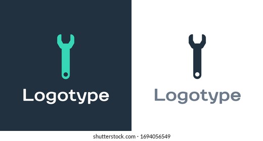 Logotype Wrench Spanner Icon Isolated On White Background. Logo Design Template Element. Vector Illustration