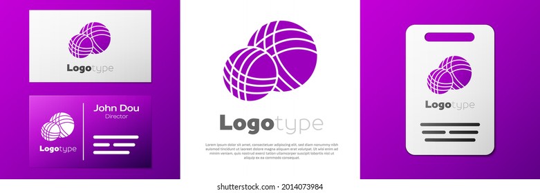 Logotype Yarn ball icon isolated on white background. Label for hand made, knitting or tailor shop. Logo design template element. Vector Illustration