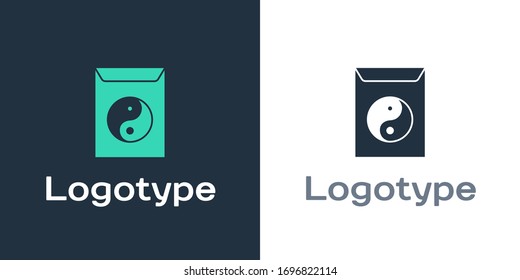 Logotype Yin Yang and envelope icon isolated on white background. Symbol of harmony and balance. Logo design template element. Vector Illustration