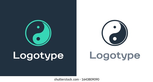 Logotipo Yin Yang símbolo de armonía y equilibrio icono aislado en fondo blanco. Elemento de plantilla de diseño del logotipo.  Ilustración vectorial