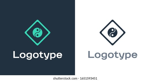Logotype Yin Yang symbol of harmony and balance icon isolated on white background. Logo design template element. Vector Illustration