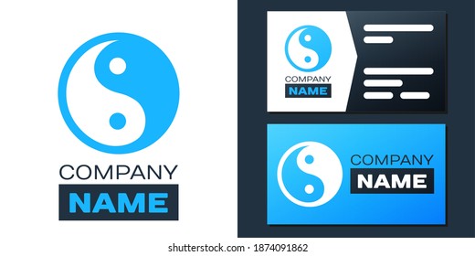 Logotype Yin Yang symbol of harmony and balance icon isolated on white background. Logo design template element. Vector.