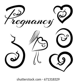 Logotypes collection of pregnancy and embryo. Vector illustration.