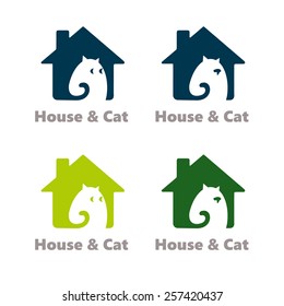 Logotypes with image of cat and house
