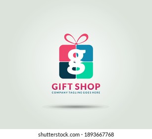 logotypes letter G isolated gift box , flat logo design for Gift shop, store, delivery, holyday etc