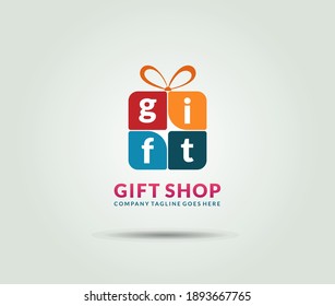 logotypes letter gift isolated multi color box , flat logo design for Gift shop, store, delivery, holyday etc