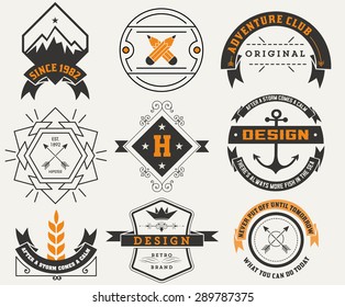 Logotypes set / Vintage Insignias. Vector design elements, logos, identity, objects, labels,and badges.