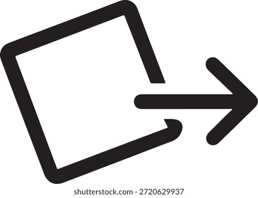 Ícone de seta de logoff representando a ação de saída, saída, navegação e controle da interface do usuário.