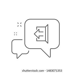 Logout arrow line icon. Chat bubble design. Sign out symbol. Navigation pointer. Outline concept. Thin line sign out icon. Vector