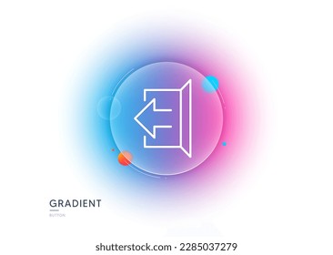 Logout arrow line icon. Gradient blur button with glassmorphism. Sign out symbol. Navigation pointer. Transparent glass design. Sign out line icon. Vector