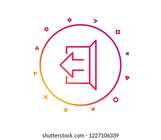 Logout arrow line icon. Sign out symbol. Navigation pointer. Gradient pattern line button. Sign out icon design. Geometric shapes. Vector