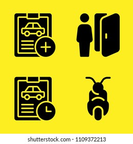 logout, car repair, scooter and car repair vector icon set. Sample icons set for web and graphic design