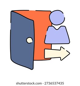 Logout Door Hand drawn style exit door with arrow showing sign out or leaving account process