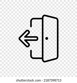 Cerrar sesión, salir, portador de iconos simple de puerta. Diseño plano. cuadrícula transparente.ai