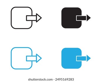 Logout exit icon black and white vector outline sign