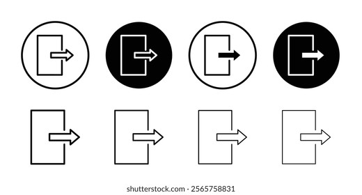 Logout exit icon Black and white outline vector