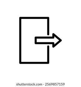 Logout exit icon Black and white outline vector