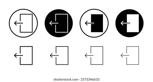 Logout exit icon vector line logo mark or symbol set collection outline style