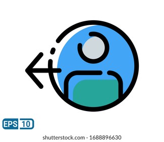 Logout gefüllt Linie Stil Symbol auf weißem Hintergrund. Achten Sie auf das Symbol für Ihre Website-Design, Logo, App, Benutzeroberfläche. Vektorillustration, EPS10.