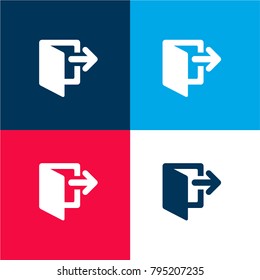 Logout four color material and minimal icon logo set in red and blue