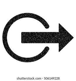 Logout grainy textured icon for overlay watermark stamps. Flat symbol with unclean texture. Dotted vector black ink rubber seal stamp with grunge design on a white background.