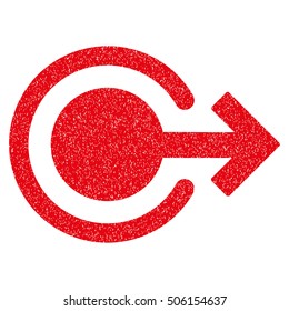 Logout grainy textured icon for overlay watermark stamps. Flat symbol with dust texture. Dotted vector red ink rubber seal stamp with grunge design on a white background.