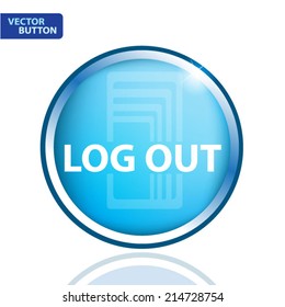 Logout icon. blue glossy internet button